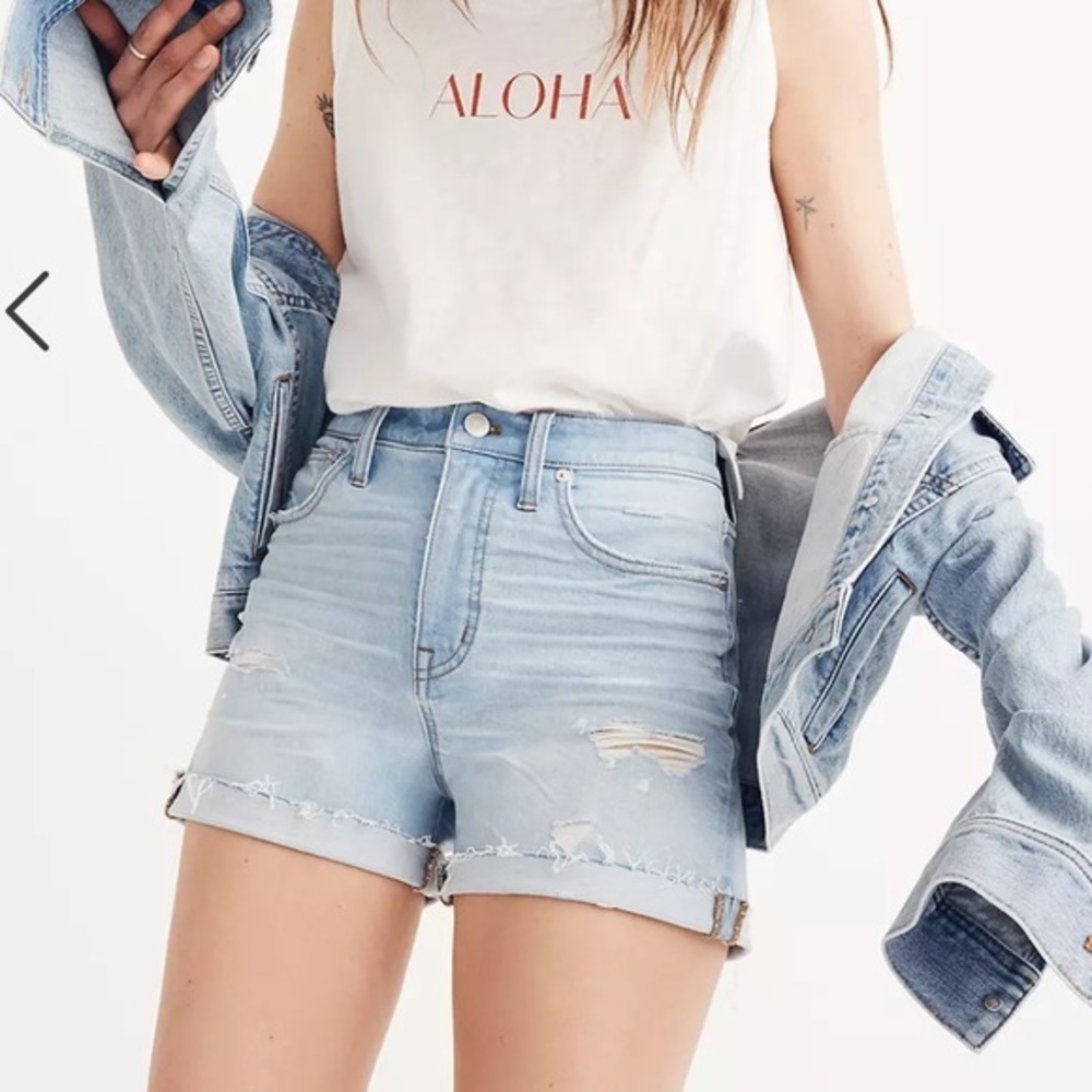 Madewell high rise denim shorts in posey wash